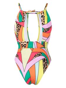 philippplein Philipp Plein Monokini met patchwork - Groen