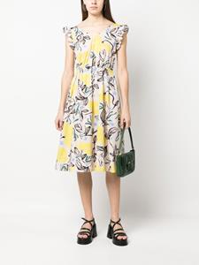 pspaulsmith PS Paul Smith Midi-jurk met bloemenprint - Beige
