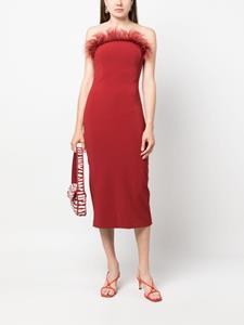 patriziapepe Patrizia Pepe Midi-jurk met veren afwerking - Rood