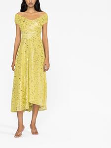 talbotrunhof Talbot Runhof Off-shoulder midi-jurk - Geel