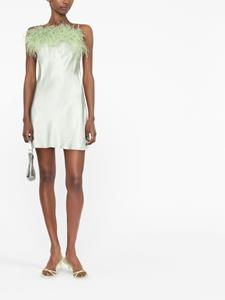 Sleeper Mini-jurk verfraaid met veren - Groen