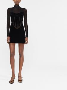 Mugler x Wolford semi-doorzichtige mini-jurk - Zwart