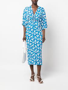 dvfdianevonfurstenberg DVF Diane von Furstenberg Midi-jurk met bloemenprint - Blauw