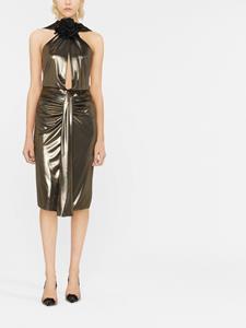 Saint Laurent Jurk met bloemenprint - Goud