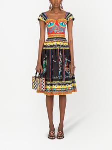 Dolce & Gabbana Midi-jurk met print - Zwart