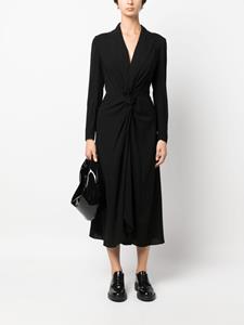 Yohji Yamamoto Midi-jurk met gesmockt detail - Zwart