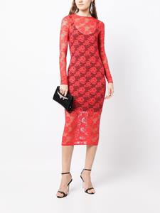 fleurdumal Fleur Du Mal Rosalia midi-jurk met kant - Rood