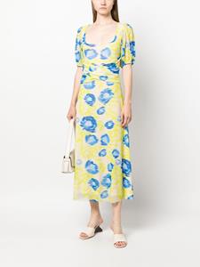 GANNI floral-print midi dress - Blauw