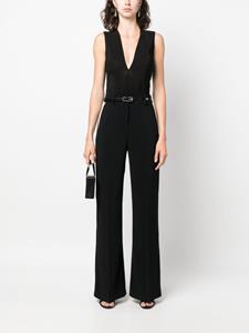 wide-leg contrasting-panel trousers - Zwart