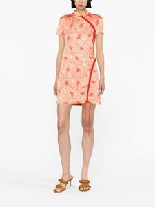 De La Vali floral-print short-sleeve minidress - Oranje