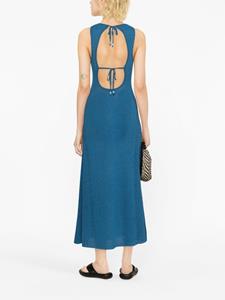 GANNI metallic ribbed midi dress - Blauw