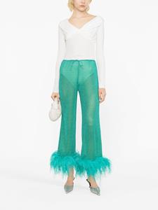 Broek met veren afwerking - Groen