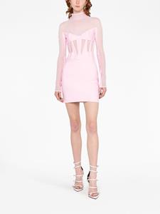 Mugler Corset Illusion sheer-panels minidress - Roze