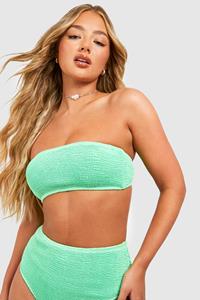 Boohoo Premium Crinkle Bandeau Tube Bikini Top, Green