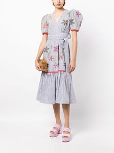 silviatcherassi Silvia Tcherassi Midi-jurk met geborduurde bloemen - Wit