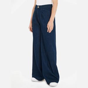 Tommy Hilfiger Pleated Wide Leg Cotton-Blend Jeans - EU 34/UK 6