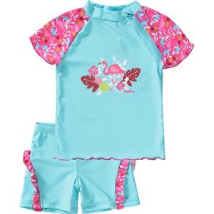 Playshoes tweedelige zwemsuit Flamingo Fuchsia Aqua