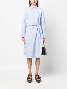 Vince long-sleeved cotton wrap dress - Blauw