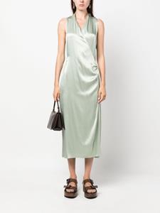 Vince satin-finish V-neck wrap dress - Groen