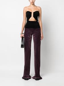 ribbed-waistband velvet trousers - Paars
