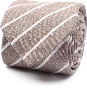 Suitable Stropdas Linnen Streep Beige -