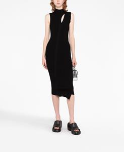 Versace Slashed midi-jurk met col - Zwart