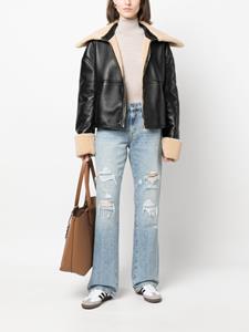 high-waisted straight-leg ripped jeans - Blauw