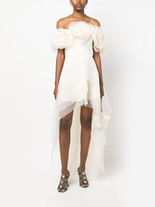 anaradu Ana Radu floral-appliqué organza layered dress - Wit
