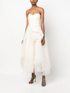 anaradu Ana Radu floral-appliqué organza midi dress - Wit