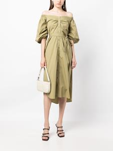 STAUD Reese off-shoulder midi dress - Groen