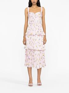 Self-Portrait Midi-jurk met bloemenprint - Roze