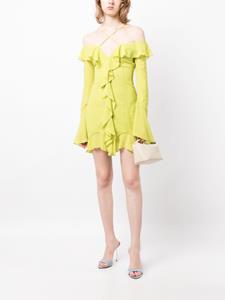 delavali De La Vali Selia ruffled chiffon mini dress - Groen