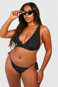 Boohoo Plus Essentials Bikini Top Met Laag Decolleté, Black