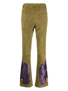 PAULA motif-embroidered flared trousers - Groen