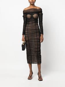 anaradu Ana Radu strapless ruched midi dress - Zwart
