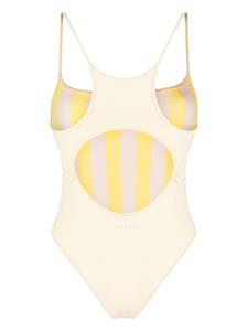 Sunnei reversible cut-out stripe swimsuit - Geel