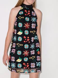 STAUD Mini-jurk met geborduurde bloemen - Zwart