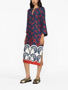 La DoubleJ monogram-pattern midi dress - Blauw