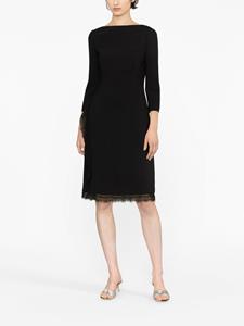 Alberta Ferretti lace-trim silk dress - Zwart