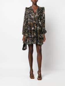 Just Cavalli snakeskin-print ruffle-trim minidress - Bruin