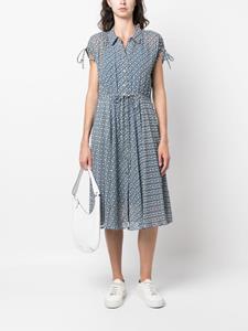 Tommy Hilfiger AMD logo-print chiffon midi dress - Blauw