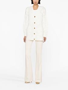 embellished crepe flared trousers - Beige
