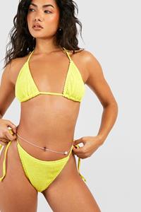 Boohoo Premium Crinkle Tie Side Bikini Brief, Yellow