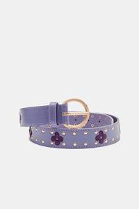 Fabienne Chapot Flower studded belt poppy purple