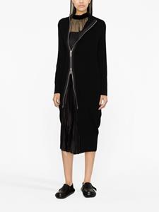 Sacai zip-up wool midi dress - Zwart