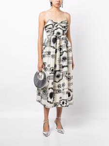 Stine Goya Abby midi-jurk met abstracte print - Beige
