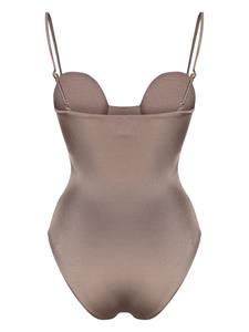 Noire Swimwear Badpak met ronde hals - Beige