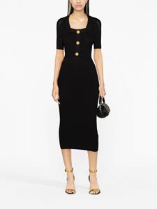 Balmain Jurk met vierkante hals - Zwart