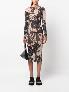 ANDREĀDAMO Midi-jurk met print - Beige