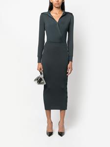 Self-Portrait Midi-jurk met V-hals - Grijs